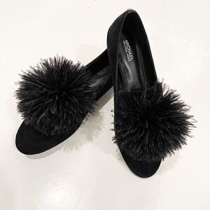 Michael Kors Fara Loafer Slip On Pom Pom Loafer Flats 7.5 Black